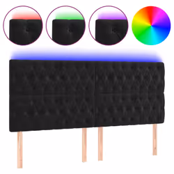 Testiera a LED Nera 180x7x118/128 cm in Vellutocod mxl 73825