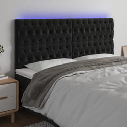 Testiera a LED Nera 200x7x118/128cm in Vellutocod mxl 97835