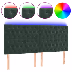Testiera a LED Verde Scuro 200x7x118/128 cm in Vellutocod mxl 73828 - Vista aggiuntiva 2