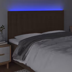 vidaXL Testiera a LED Marrone Scuro 160x5x118/128 cm in Tessuto - Vista aggiuntiva 3