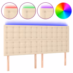 Testiera a LED Crema 160x5x118/128 cm in Tessutocod mxl 73829 - Vista aggiuntiva 2