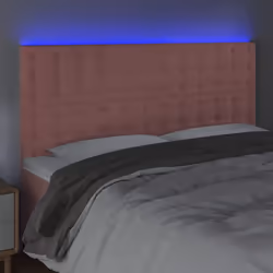 vidaXL Testiera a LED Rosa 160x5x118/128 cm in Velluto - Vista aggiuntiva 3