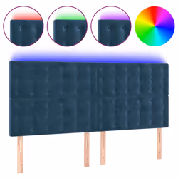 vidaXL Testiera a LED Blu Scuro 180x5x118/128 cm in Velluto - Vista aggiuntiva 2