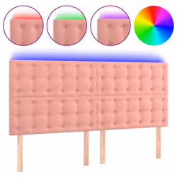 vidaXL Testiera a LED rosa 200x5x118/128 cm in Velluto - Vista aggiuntiva 2
