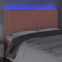 vidaXL Testiera a LED rosa 200x5x118/128 cm in Velluto - Vista aggiuntiva 3