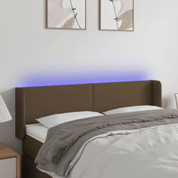 vidaXL Testiera a LED Marrone Scuro 147x16x78/88 cm in Tessuto