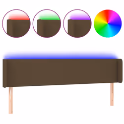 vidaXL Testiera a LED Marrone Scuro 163x16x78/88 cm in Tessuto - Vista aggiuntiva 2