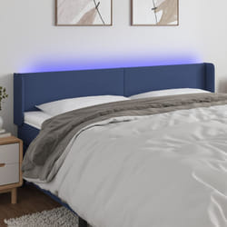 vidaXL Testiera a LED Blu 163x16x78/88 cm in Tessuto