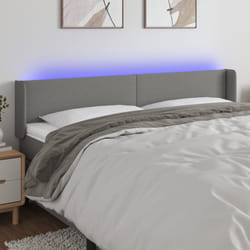 vidaXL Testiera a LED Grigio Scuro 183x16x78/88 cm in Tessuto