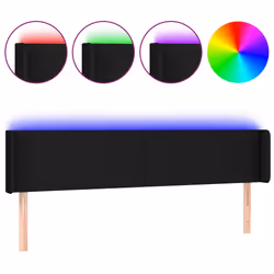 vidaXL Testiera a LED Nera 203x16x78/88 cm in Tessuto - Vista aggiuntiva 2
