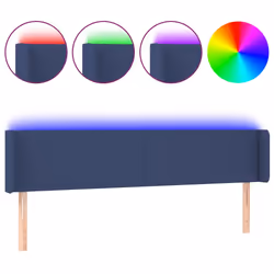 vidaXL Testiera a LED Blu 203x16x78/88 cm in Tessuto - Vista aggiuntiva 2