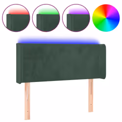 vidaXL Testiera a LED Verde scuro 93x16x78/88 cm in Velluto - Vista aggiuntiva 2