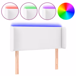 vidaXL Testiera a LED Bianca 83x16x78/88 cm in Similpelle - Vista aggiuntiva 2