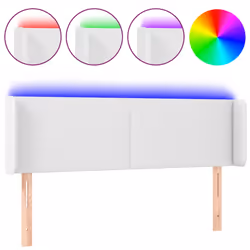 vidaXL Testiera a LED Bianca 147x16x78/88 cm in Similpelle - Vista aggiuntiva 2