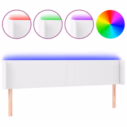 vidaXL Testiera a LED Bianca 163x16x78/88 cm in Similpelle - Vista aggiuntiva 2