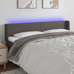 vidaXL Testiera a LED Grigio 203x16x78/88 cm in Similpelle