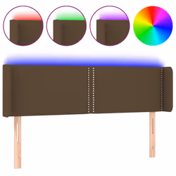 vidaXL Testiera a LED Marrone Scuro 147x16x78/88 cm in Tessuto - Vista aggiuntiva 2