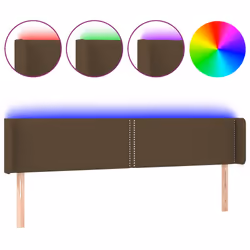 vidaXL Testiera a LED Marrone Scuro 183x16x78/88 cm in Tessuto - Vista aggiuntiva 2