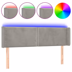 vidaXL Testiera Grigio Chiaro a LED 147x16x78/88 cm in Velluto - Vista aggiuntiva 2