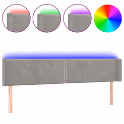 Testiera a LED Grigio Chiaro 203x16x78/88 cm in Vellutocod mxl 103309