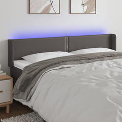 vidaXL Testiera a LED Grigio 203x16x78/88 cm in Similpelle