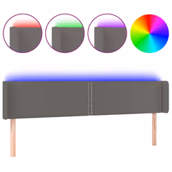 vidaXL Testiera a LED Grigio 203x16x78/88 cm in Similpelle - Vista aggiuntiva 2