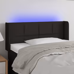 Testiera a LED Nera 103x16x78/88 cm in Tessutocod mxl 121754