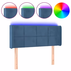vidaXL Testiera a LED Blu scuro 93x16x78/88 cm in Velluto - Vista aggiuntiva 2
