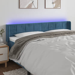 vidaXL Testiera a LED Blu Scuro 183x16x78/88 cm in Velluto