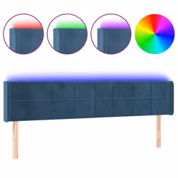 vidaXL Testiera a LED Blu Scuro 183x16x78/88 cm in Velluto - Vista aggiuntiva 2