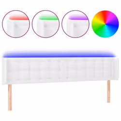 vidaXL Testiera a LED Bianca 183x16x78/88 cm in Similpelle - Vista aggiuntiva 2