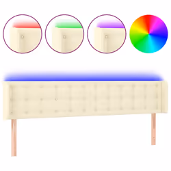 vidaXL Testiera a LED Crema 203x16x78/88 cm in Similpelle - Vista aggiuntiva 2