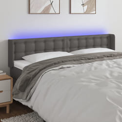 vidaXL Testiera a LED Grigio 203x16x78/88 cm in Similpelle