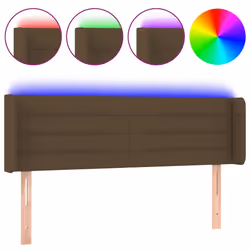 vidaXL Testiera a LED Marrone Scuro 147x16x78/88 cm in Tessuto - Vista aggiuntiva 2