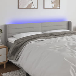 vidaXL Testiera a LED Grigio Chiaro 163x16x78/88 cm in Tessuto