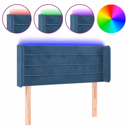 vidaXL Testiera a LED Blu scuro 93x16x78/88 cm in Velluto - Vista aggiuntiva 2