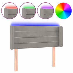 vidaXL Testiera Grigio Chiaro a LED 103x16x78/88 cm in Velluto - Vista aggiuntiva 2