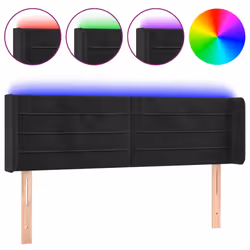 vidaXL Testiera a LED Nera 147x16x78/88 cm in Velluto - Vista aggiuntiva 2