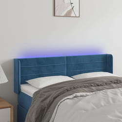 vidaXL Testiera a LED Blu Scuro 147x16x78/88 cm in Velluto