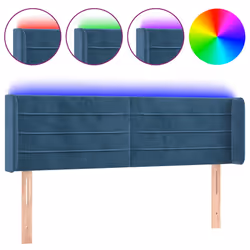 vidaXL Testiera a LED Blu Scuro 147x16x78/88 cm in Velluto - Vista aggiuntiva 2