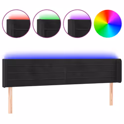 vidaXL Testiera a LED Nera 163x16x78/88 cm in Velluto - Vista aggiuntiva 2