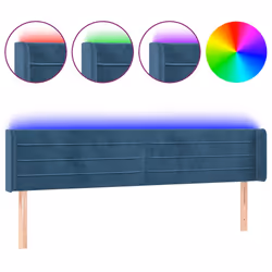 vidaXL Testiera a LED Blu Scuro 183x16x78/88 cm in Velluto - Vista aggiuntiva 2