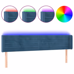 vidaXL Testiera a LED Blu Scuro 203x16x78/88 cm in Velluto - Vista aggiuntiva 2