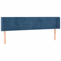 vidaXL Testiera a LED Blu Scuro 203x16x78/88 cm in Velluto - Vista aggiuntiva 3