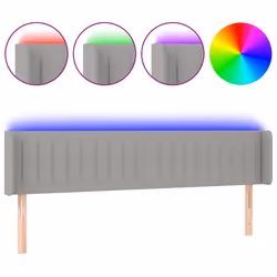 vidaXL Testiera a LED Grigio Chiaro 163x16x78/88 cm in Tessuto - Vista aggiuntiva 2