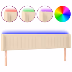 vidaXL Testiera a LED Crema 163x16x78/88 cm in Tessuto - Vista aggiuntiva 2