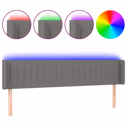 vidaXL Testiera a LED Grigio Scuro 183x16x78/88 cm in Tessuto - Vista aggiuntiva 2