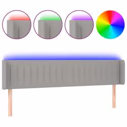 vidaXL Testiera a LED Grigio Chiaro 203x16x78/88 cm in Tessuto - Vista aggiuntiva 2