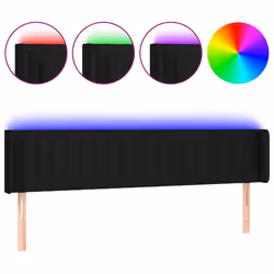 vidaXL Testiera a LED Nera 203x16x78/88 cm in Tessuto - Vista aggiuntiva 2