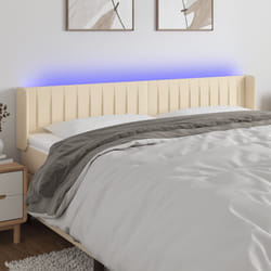 vidaXL Testiera a LED Crema 203x16x78/88 cm in Tessuto